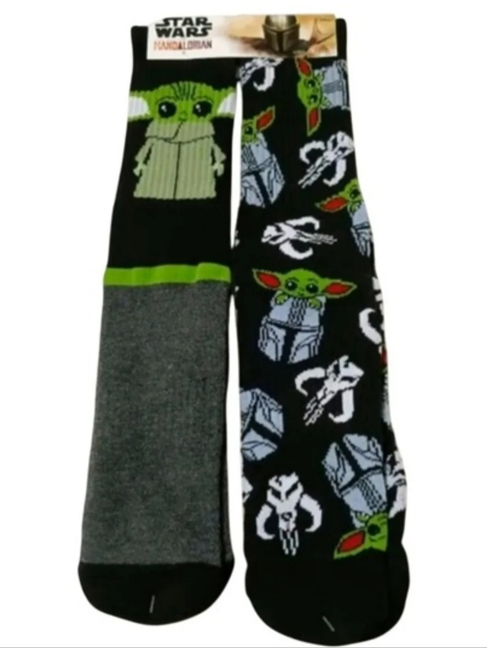 Star Wars Mandalorian Grogu Baby Yoda Long Sock Set Crew Socks Black Green